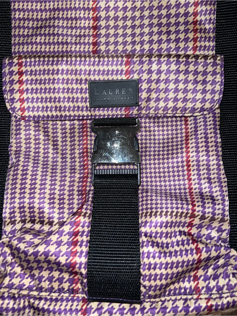 Lauren Ralph Lauren Nylon Purple Houndstooth pattern. Purple Brown Red